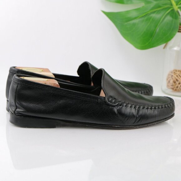 Alessandro Baroni Mens Dante Loafer Size 42 8 Black Leather Moc Toe Shoe Italy - Picture 5 of 12